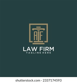 AF initial monogram logo for lawfirm with pillar design in creative square