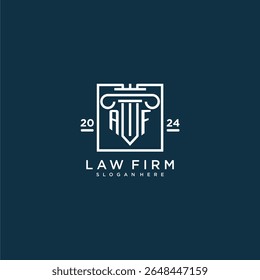 AF initial monogram logo for lawfirm with pillar design in creative square
