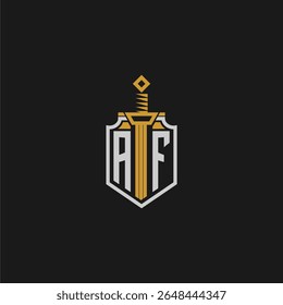 AF initial monogram for shield and sword style image