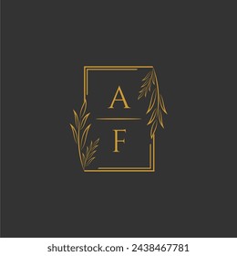 AF initial monogram wedding with creative square line