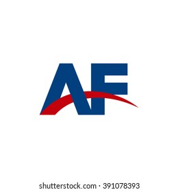 AF initial overlapping swoosh letter logo blue red