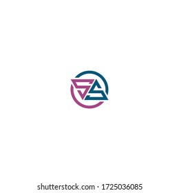 af initial triangle. logo circle vector line