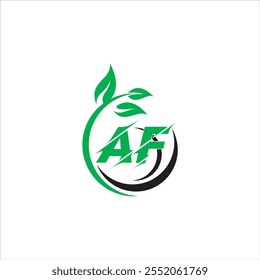 AF initials logo with black and green circular leaves