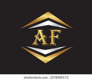 AF Letter company name vector logo design ,AF logo design icon, 
AF letter abstract golden and silver gradient logo design.
