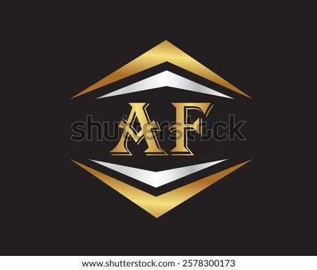 AF Letter company name vector logo design ,AF logo design icon, 
AF letter abstract golden and silver gradient logo design.
