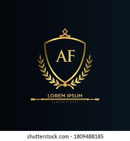 AF Letter Initial with Royal Template.elegant with crown logo vector, Creative Lettering Logo Vector Illustration.	
