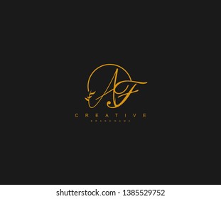 AF letter linked calligraphic monogram emblem style vector logo