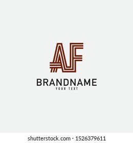 AF Letter Logo With Black Lines Design. Line Letter Symbol Vector Illustration.