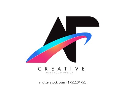 Logo de la letra AF con diseño vectorial de degradado brillante. 