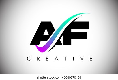 AF Letter Logo with Creative Swoosh Curved Line. AF Icon Vector with Bold Font and Vibrant Colors Illustration.