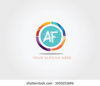 AF Letter Logo Design With Circle Colorful