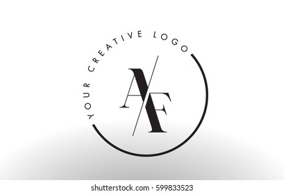 AF Letter Logo Design with Creative Intersected and Cutted Serif Font.