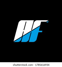 AF-Buchstaben Logo-Design auf schwarzem Hintergrund. AF Creative Initials Buchstaben Logo Konzept. af Symbol Design. AF-weißes und blaues Buchstabensymbol auf schwarzem Hintergrund. A F