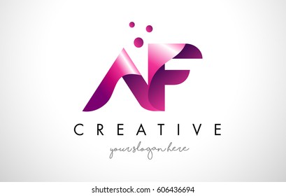 AF Letter Logo Design Template with Purple Colors and Dots