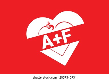 a+f letter logo with heart icon, valentines day design template