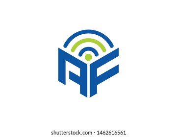 AF letter logo with WiFi symbol