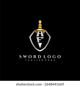 AF letter luxury monogram for shield and sword style image