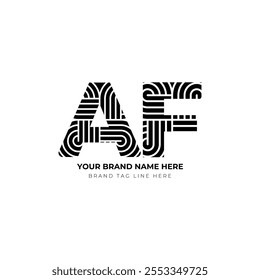 AF carta elegante e design logotipo moderno. Apresentando a letra 'AF' com linhas limpas e nítidas e precisão geométrica.

