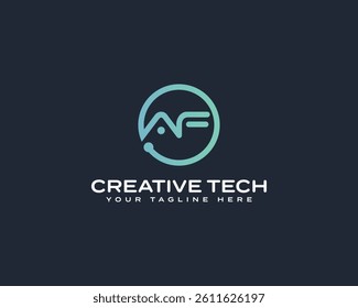 AF Letter Tech Logo. Modern Minimalist Technology Logo Design.