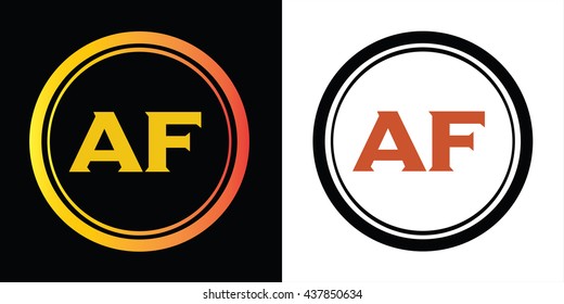 AF letters icon design template elements in abstract background logo, design identity in circle, alphabet letter