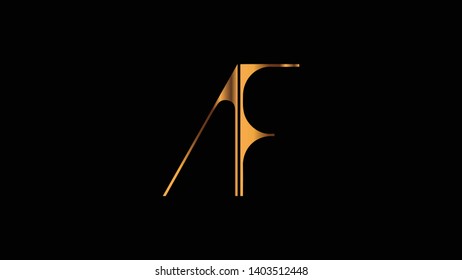 AF logo design golden template vector illustration minimal design