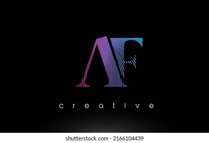 Diseño Del Logotipo AF Con Varias Líneas. Ilustración artística elegante del vector de iconos de las líneas azul púrpura.
