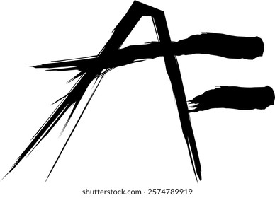 AF logo graffiti spray paint, AF letters handwritten in thick black watercolor acrylic ink. the letter AF is written with a brush