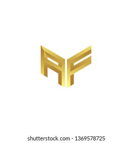 AF Logo letter initial 3d designs templete with gold colors