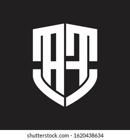 AF Logo monogram with emblem shield shape design isolated on black background