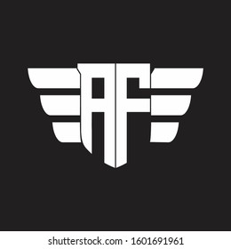 AF Logo monogram with emblem and wings element design template