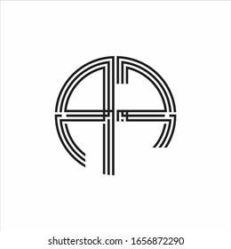 Plantilla de diseño de línea de tres cintas con logotipo AF aislado en fondo blanco