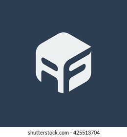 AF Logo.. Vector Graphic Business Branding Letter Element Illustration. Cube Negative Space Design. Dark Background