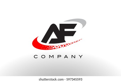 AF Modern Letter Logo Design with Creative Red Dotted Swoosh Vector 