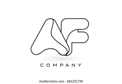 AF Monogram Letter Logo With Thin Black Monogram Outline Contour. Modern Trendy Letter Design Vector Illustration.