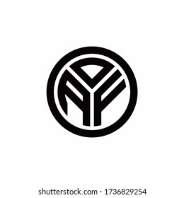 Logo de monograma AF con plantilla de diseño de contorno de círculo aislado en fondo blanco