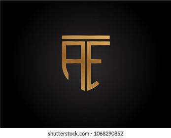 AF shield shape Letter Design in gold color