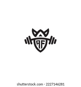 AF simple line fitness gym concept in high quality professional design that will print well across any print media
