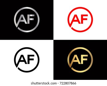 AF text gold black silver modern creative alphabet letter logo design vector icon


