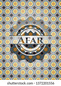Afar arabic emblem background. Arabesque decoration.