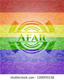Afar emblem on mosaic background with the colors of the LGBT flag