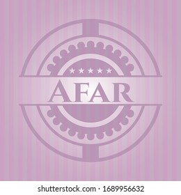 Afar retro pink emblem. Vector Illustration. Detailed.