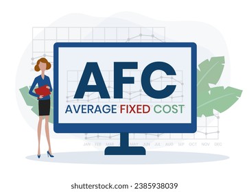 AFC - sigla de coste fijo medio. fondo de concepto de negocio. concepto de ilustración vectorial con palabras clave e iconos. ilustración con iconos para banner web, volante, página de inicio