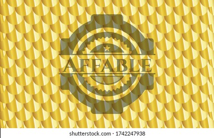 Affable golden emblem. Scales pattern. Vector Illustration. Detailed. 