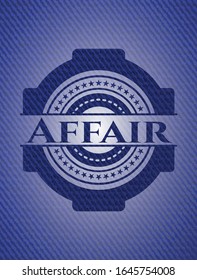Affair badge with jean texture. Vector Illustration. Detailed.