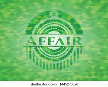 Affair green emblem with mosaic ecological style background. Vector Illustration. Detailed.