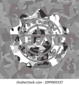 Affair grey camouflaged emblem. Vector Illustration. 