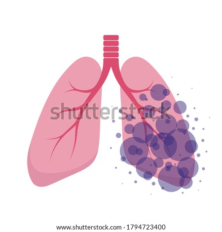 Affected human lungs. Internal organs of the human design element