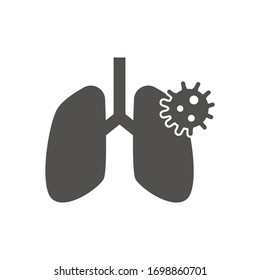 The affected lungs. Viral infectious disease. Coronavirus. Pneumonia. Bacteria in the lungs. Vector icon.