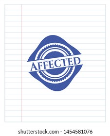 Affected pen draw. Blue ink. Vector Illustration. Detailed.