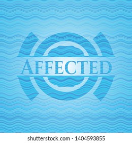 Affected water wave representation style badge. Vector Illustration. Detailed.